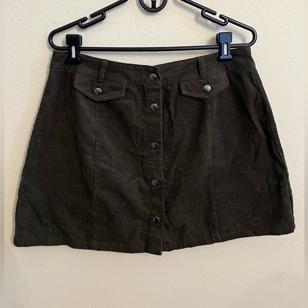 Abound Thick Corduroy Mini Skirt Dark Olive Green Green 100% Cotton 90s Size L